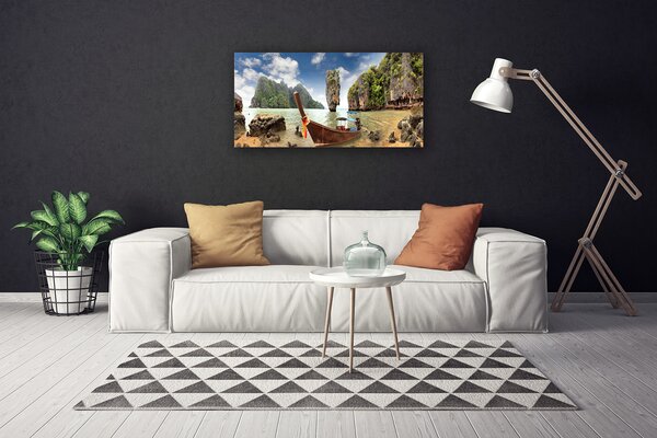 Quadro su tela Paesaggio roccioso della barca 100x50 cm