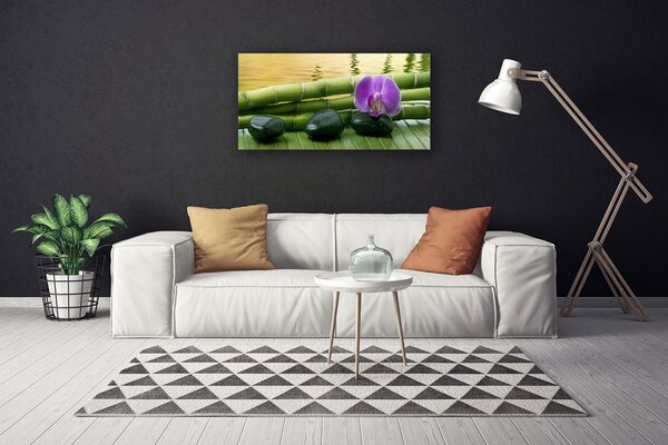 Quadro su tela Pietre di fiori Natura di bambù 100x50 cm