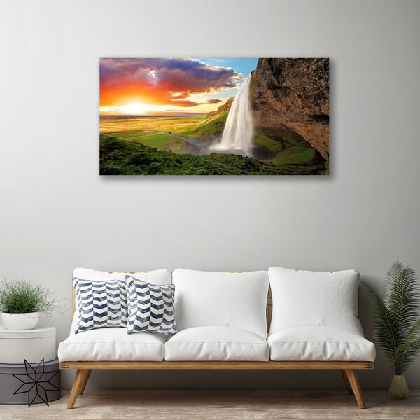 Quadro su tela Montagna della cascata della natura 100x50 cm