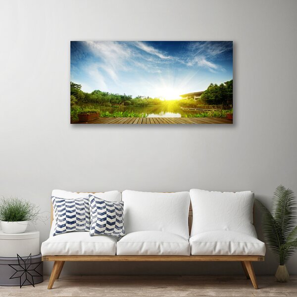 Quadro su tela Paesaggio lacustre 100x50 cm