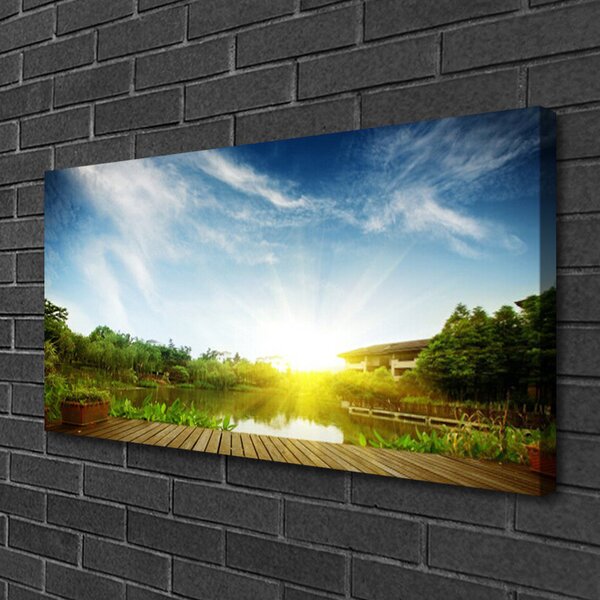 Quadro su tela Paesaggio lacustre 100x50 cm