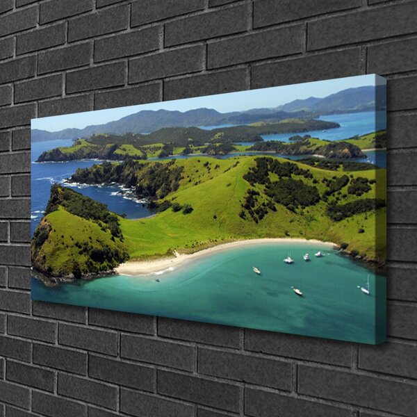 Quadro su tela Paesaggio della foresta della spiaggia del mare 100x50 cm