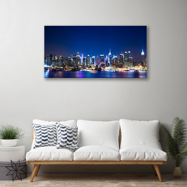 Stampa quadro su tela Case di città 100x50 cm