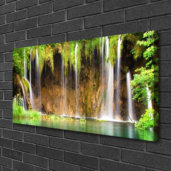 Stampa quadro su tela Cascata della natura 100x50 cm