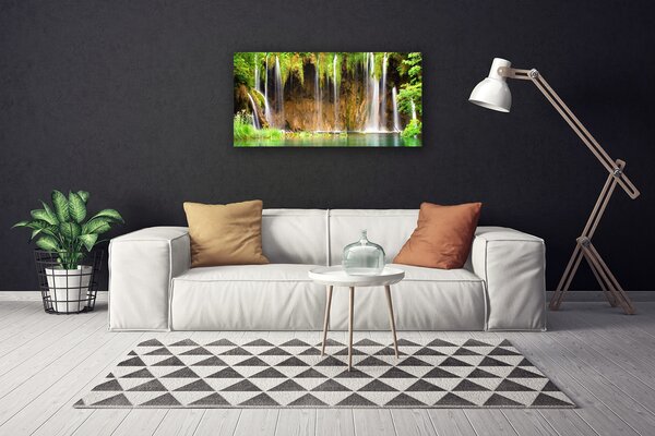 Stampa quadro su tela Cascata della natura 100x50 cm