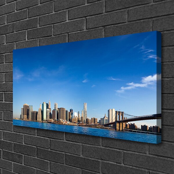 Quadro su tela Case del ponte della città 100x50 cm
