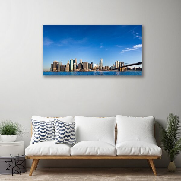 Quadro su tela Case del ponte della città 100x50 cm