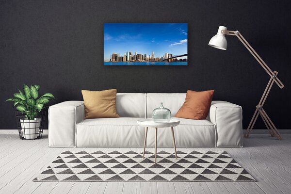 Quadro su tela Case del ponte della città 100x50 cm