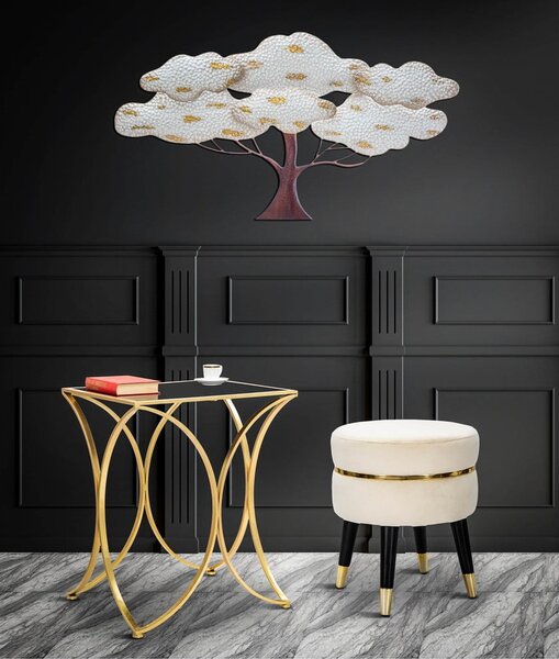 Pouf in velluto crema Paris - Mauro Ferretti