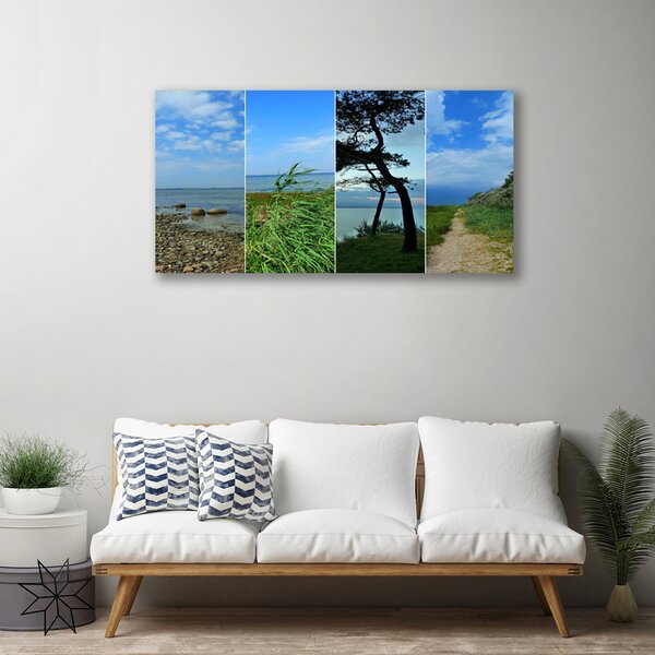 Stampa quadro su tela Paesaggio dell'albero della spiaggia 100x50 cm