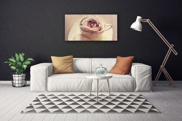 Obraz na Płótnie Kubek Róża Sztuka 100x50 cm