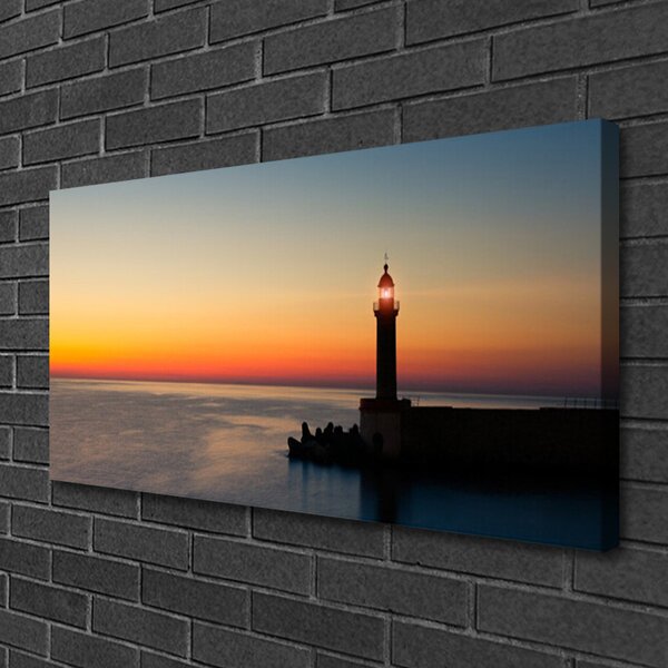Stampa quadro su tela Paesaggio del faro 100x50 cm