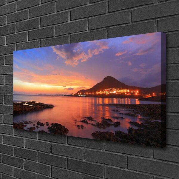 Quadro su tela Paesaggio marino di pietre 100x50 cm