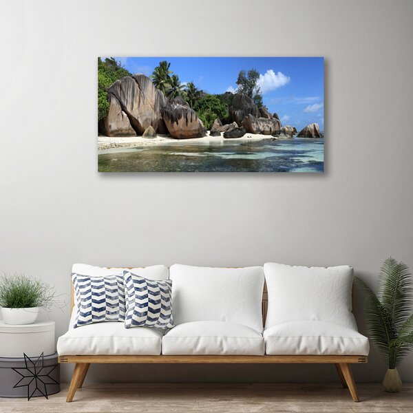 Quadro su tela Paesaggio marino roccioso 100x50 cm