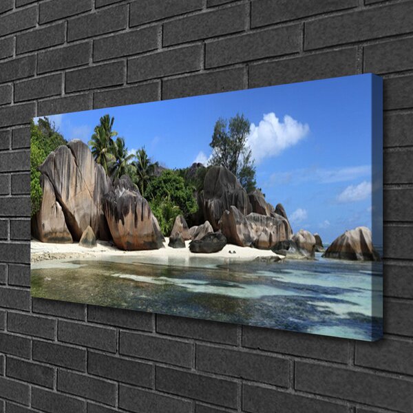 Quadro su tela Paesaggio marino roccioso 100x50 cm