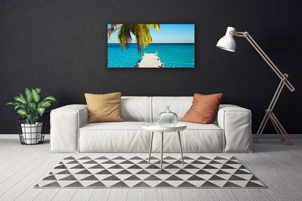 Quadro su tela Architettura del ponte sul mare 100x50 cm