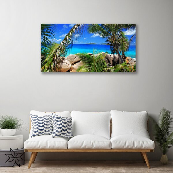 Stampa quadro su tela Paesaggio di foglie di roccia 100x50 cm