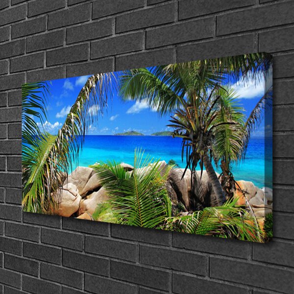 Stampa quadro su tela Paesaggio di foglie di roccia 100x50 cm