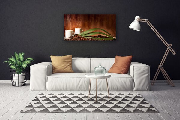 Quadro su tela Tazze da cucina in grani di caffè 100x50 cm
