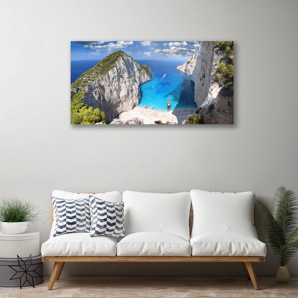 Quadro su tela Paesaggio della spiaggia della montagna della baia 100x50 cm