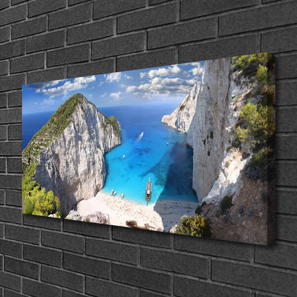 Quadro su tela Paesaggio della spiaggia della montagna della baia 100x50 cm