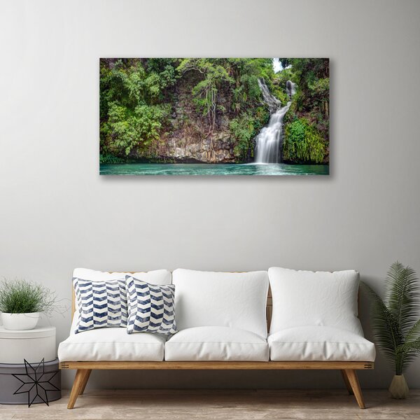 Stampa quadro su tela Cascata Rock Nature 100x50 cm
