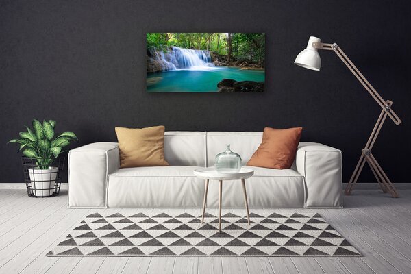 Quadro su tela Cascata del lago della foresta naturale 100x50 cm