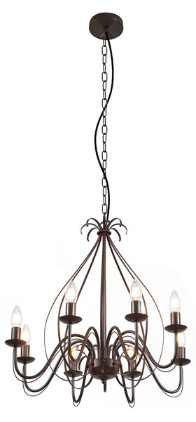 Lampadario intelligente ruggine marrone 8 luci incl. Wifi B35 - Giuseppe
