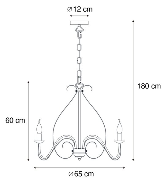 Lampadario intelligente ruggine marrone 8 luci incl. Wifi B35 - Giuseppe