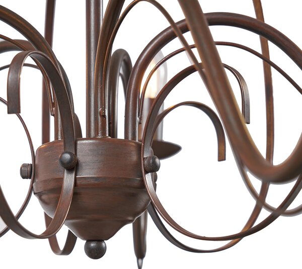 Lampadario intelligente ruggine marrone 8 luci incl. Wifi B35 - Giuseppe
