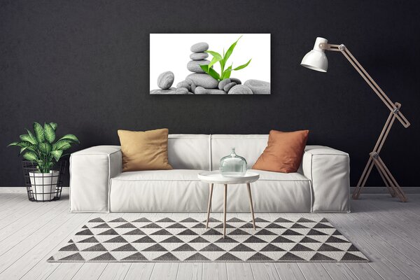 Quadro su tela Pietre, foglie, arte 100x50 cm