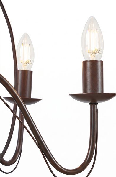 Lampadario intelligente ruggine marrone 8 luci incl. Wifi B35 - Giuseppe