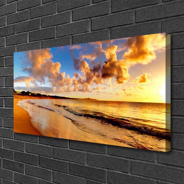 Stampa quadro su tela Paesaggio della spiaggia dell'oceano 100x50 cm