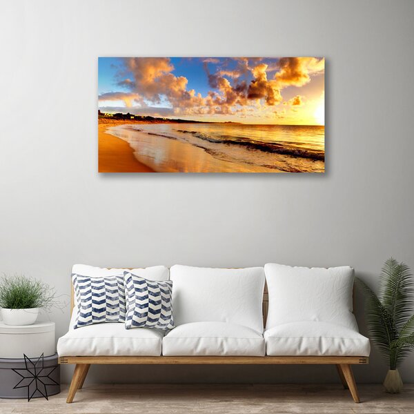 Stampa quadro su tela Paesaggio della spiaggia dell'oceano 100x50 cm