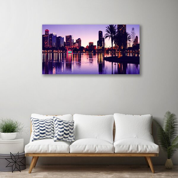 Quadro su tela Case di città 100x50 cm