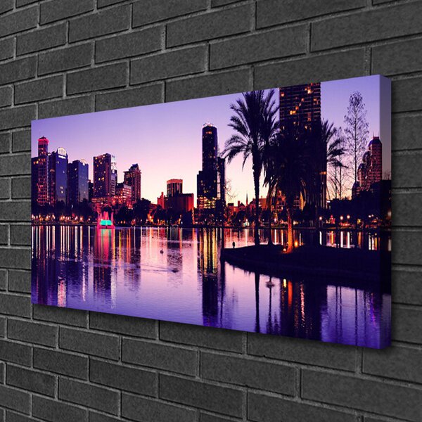 Quadro su tela Case di città 100x50 cm
