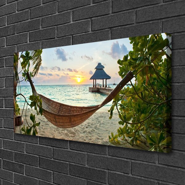 Quadro su tela Amaca da spiaggia mare paesaggio 100x50 cm