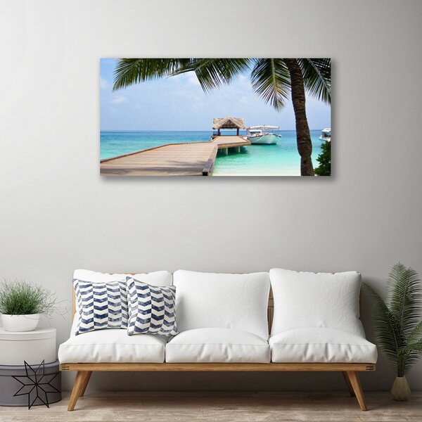 Quadro su tela Architettura del ponte sul mare 100x50 cm
