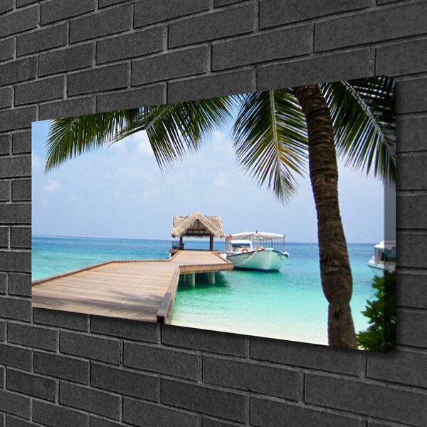 Quadro su tela Architettura del ponte sul mare 100x50 cm
