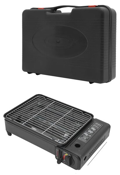Griglia a gas, design portatile, alta potenza, colore nero