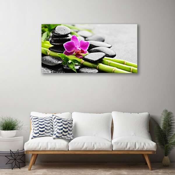 Quadro su tela pietre di fiori di bambù art 100x50 cm