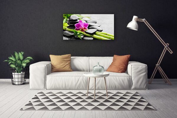 Quadro su tela pietre di fiori di bambù art 100x50 cm