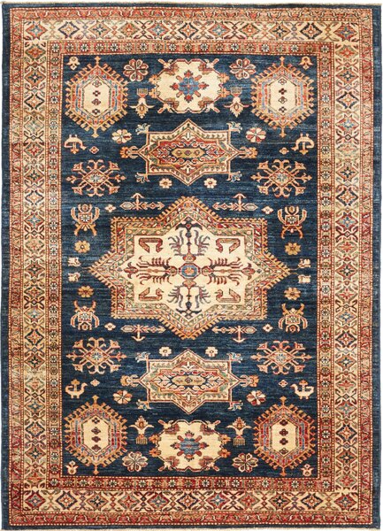 Kazak Fine Pakistan Cornice Blu Profondo Crema 146x207 cm
