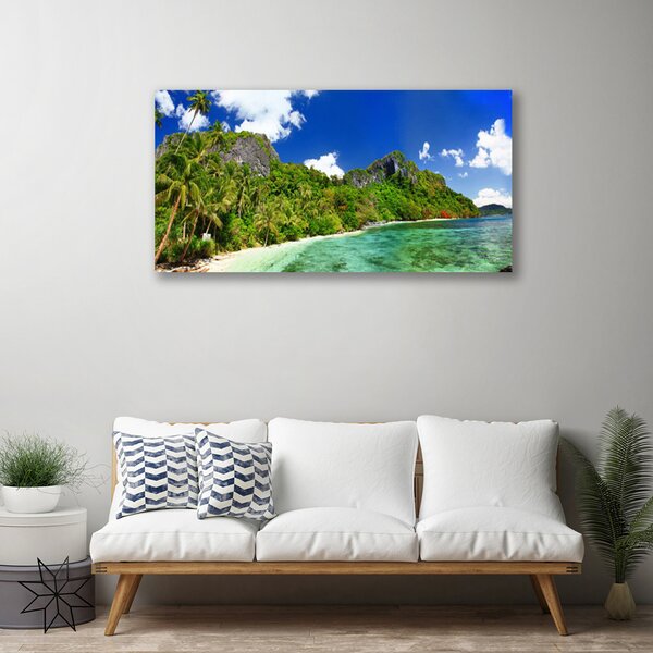 Quadro su tela Paesaggio di montagna della spiaggia 100x50 cm