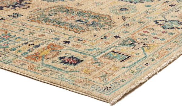 Tribal Pakistan Cornice Beige Crema Blu Turchese Rosso Terracotta 151x200 Cm