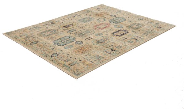 Tribal Pakistan Cornice Beige Crema Blu Turchese Rosso Terracotta 151x200 Cm