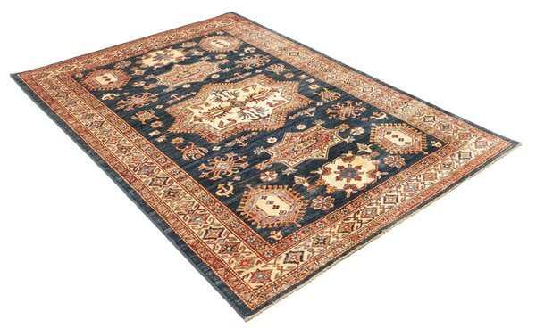 Kazak Fine Pakistan Cornice Blu Profondo Crema 146x207 cm