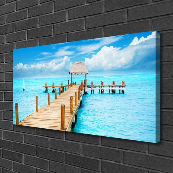 Quadro su tela Architettura del ponte sul mare 100x50 cm