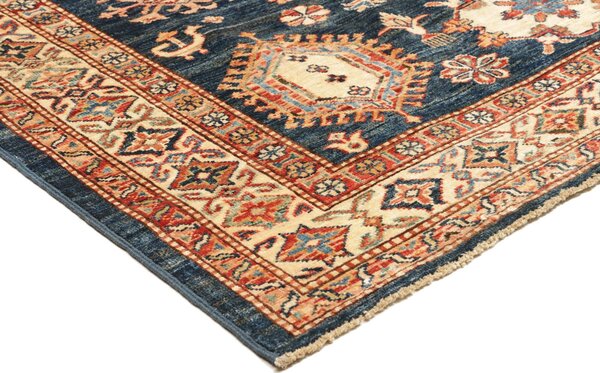 Kazak Fine Pakistan Cornice Blu Profondo Crema 146x207 cm