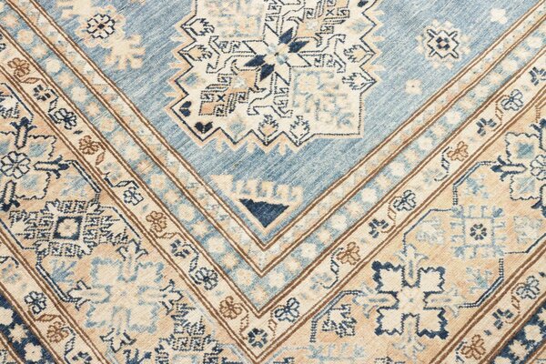 Kazak Fine Pakistan Cornice Blu Cielo Crema Beige Blu Scuro Marrone 249x340 Cm